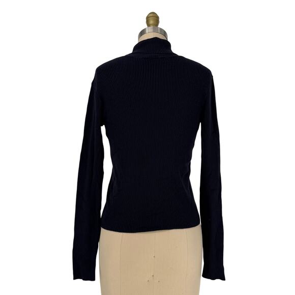 Brandy Melville Ribbed Turtleneck Sweater Top One Size Navy Blue - Picture 6 of 10